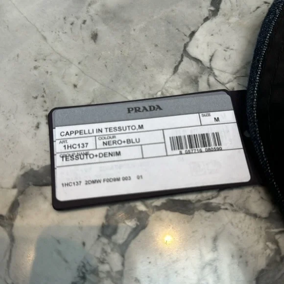 Prada Black Bucket Hat black nylon with denim medium